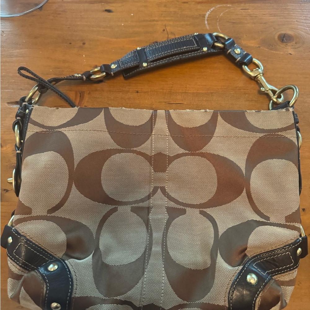 Coach Brown and Tan Shoulder Bag